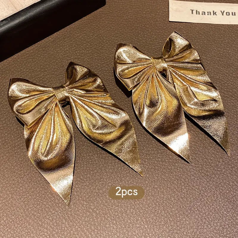 Golden Bow Hair Clips