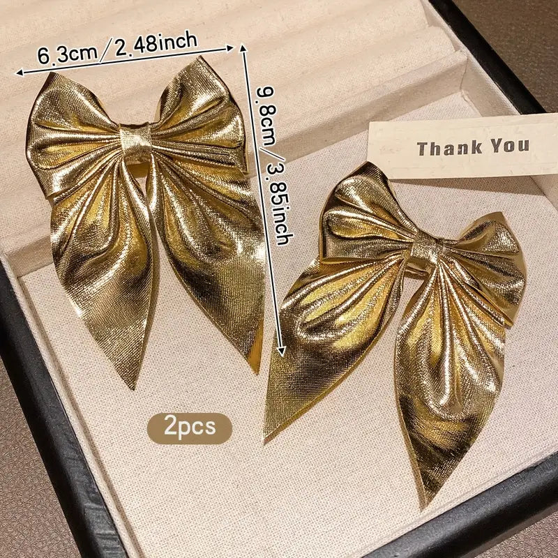 Golden Bow Hair Clips