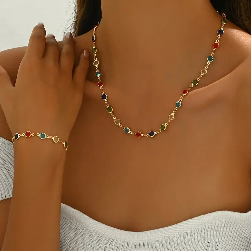 Colorful Rhinestone Jewelry Set