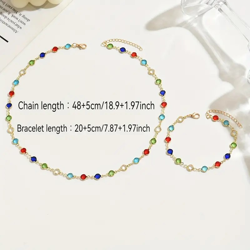 Colorful Rhinestone Jewelry Set