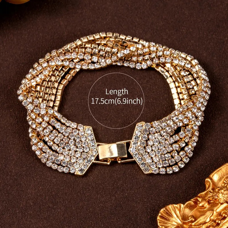 Elegant Multi-Strand Rhinestone Bracelet