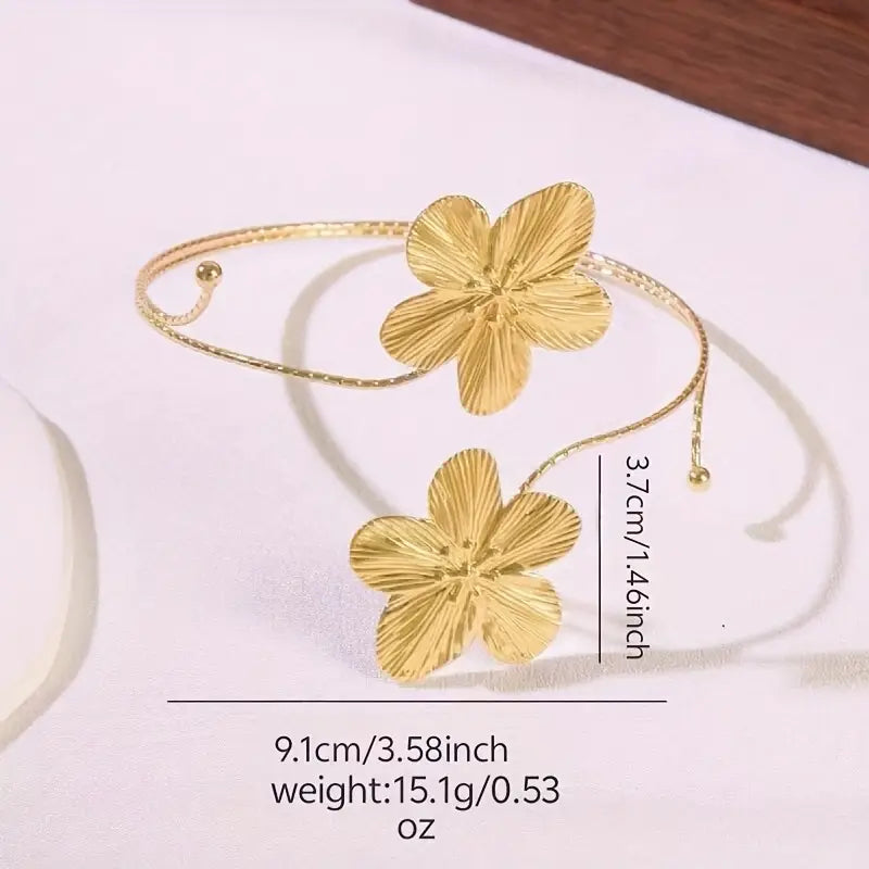 Floral Open-Clasp Arm Bracelet