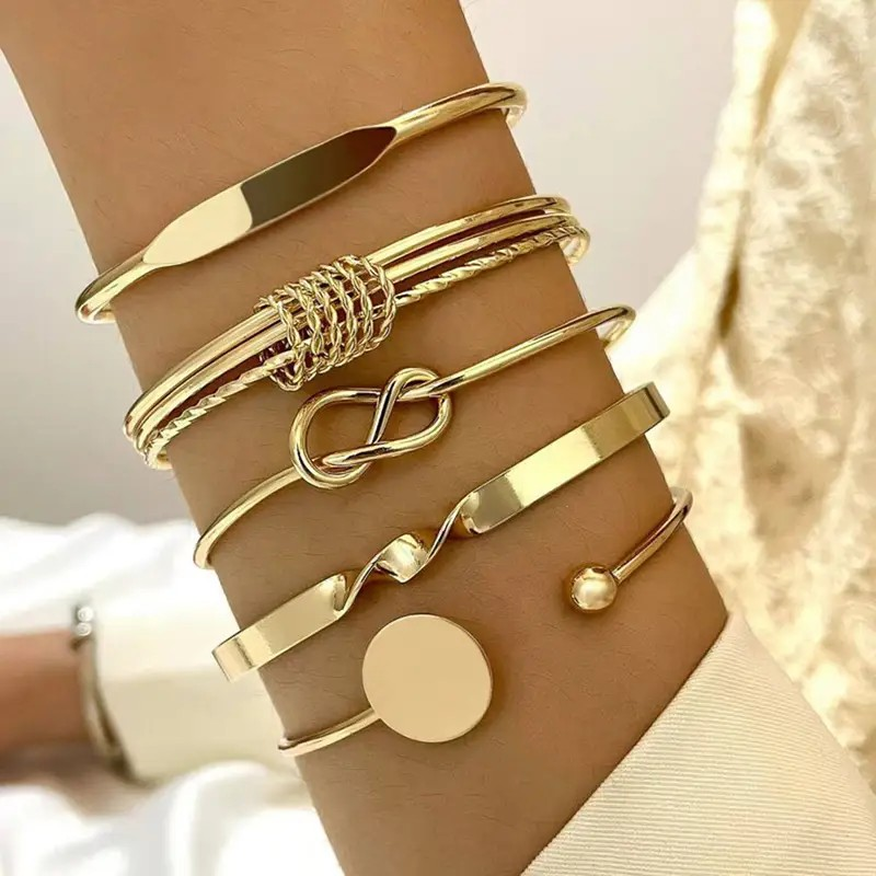 Geometric Gold Multi-layered Bracelets
