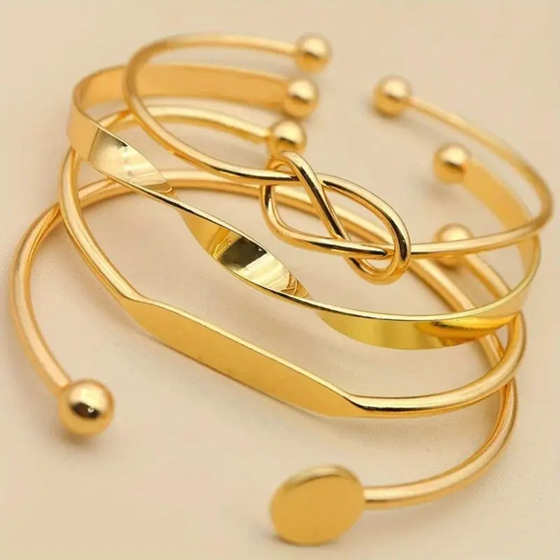Geometric Gold Multi-layered Bracelets