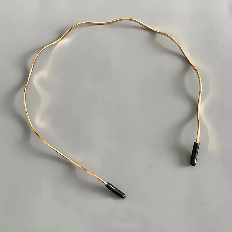 Minimalist Wavy Headband - Golden tone