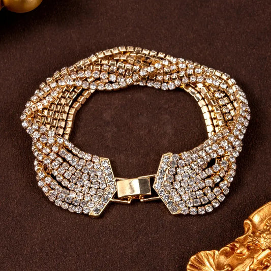 Elegant Multi-Strand Rhinestone Bracelet