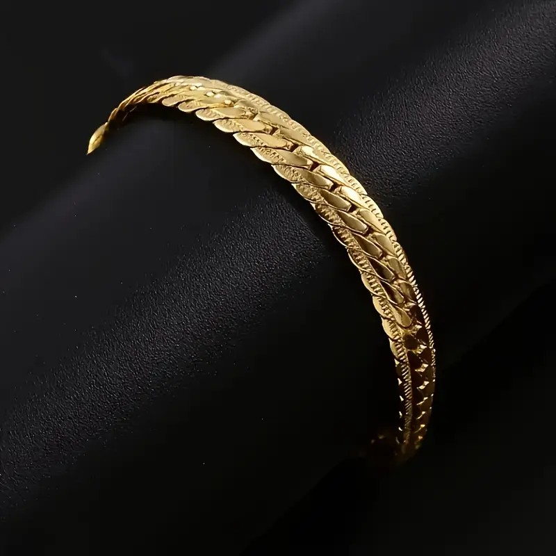Embossed Woven Pattern Copper Bracelet