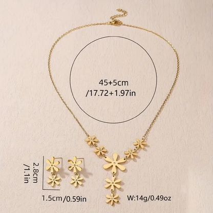 Snowflake Pendant Necklace & Earrings With Sparkling Rhinestones